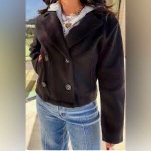 Iris Women's Black Double-Breasted Hooded Jacket